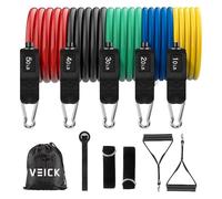 VEICK Lot de 5 Élastiques de résistance, Tubes élastiques d’entraînement,avec Attache-Porte, poignées, Sac Portable, Sangles de Cheville pour entraînement Musculaire, esthétique corporelle