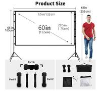 VEIDADZ écran de projecteur avec support blanc doux moins de plis 60 84 100 120 pouces avec sac de transport pliable Double trépied écran extérieur - Type 60 inch #A