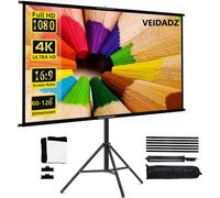 VEIDADZ écran de projecteur avec support pliable blanc sans plis 60-120 pouces 16:9 écran avec sac pour Home cinéma intérieur extérieur
