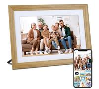 Veidoo Cadre Photo Numérique WiFi, Écran Tactile 10 Pouces, 32 Go Mémoire, Rotation Auto, Musique/Vidéo/Calendrier/Horloge, Partagé Via APP Frameo, Cadeau pour la Famille (Burlywood)