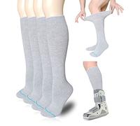 VEIGIKE Lot de 4 paires de chaussettes de rechange pour bottes de marche orthopédiques - Chaussettes tubulaires sous Air Cam Walkers et bottes de fracture - Couvre-jambes chirurgicales - Gris