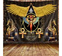 VEIGIKE Tapisserie égyptienne ancienne, histoire des pyramides de l'Égypte, tapisserie murale noire et dorée à suspendre pour chambre à coucher, tapisserie vintage, affiche, couverture, dortoir,