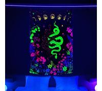 VEIGIKE Tapisserie serpent sorcière réactive aux UV, affiche d'art cool hippie pour chambre à coucher, décoration de fête pour homme et garçon