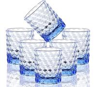 VEILEDGEM Lot de 6 verres incassables en plastique Tritan sans BPA - Réutilisables - Bleu - 237 ml