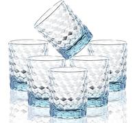 VEILEDGEM Lot de 6 verres incassables en Tritan de 236,8 g en acrylique incassable, sans BPA, réutilisables (bleu clair)