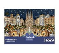 Veille de Noël à Barcelone Puzzle en Bois Imperméable DIY Puzzles De 1000 Pièces pour Adultes Cadeaux Défi Et Casse-tête De Décoration pour La Maison