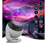 Veilleuse 12 en 1 avec projection de galaxie, ciel étoilé rotatif à 360°, projecteur d'étoiles Jwere pour chambre d'enfant, fête, anniversaire, Saint-Valentin (Blanc B)