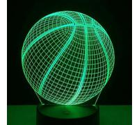 Veilleuse 3D à effet visuel basket-ball pour enfants, lampe de chevet avec télécommande, 16 couleurs changeantes, cadeau d'anniversaire ou de Noël