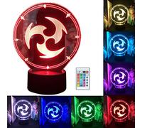 Veilleuse 3D Anime Lampe Genshin Impact Jeu Symbole Illusion Lampe Contrôle Tactile avec Télécommande 16 Couleurs et 8 Modes Jeu Décoration Lumières Ambiance Jeu Lumières Veilleuses Enfants Cadeau