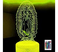 Veilleuse 3D avec télécommande 16 couleurs Illusion de la Vierge Marie Lampe de chevet LED en acrylique Pour chambre d'enfant Décoration de bureau d'anniversaire ou de Noël