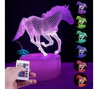 Veilleuse 3D Cheval, Télécommande Tactile USB, Lampe Illusion 3D avec 16 Couleurs de Couleur, Cheval 3D Veilleuse avec Télécommande pour Enfants, Cadeau pour Filles Salon