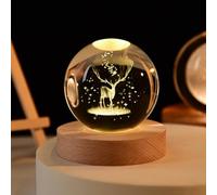 Veilleuse 3D en forme de boule de cristal galaxie pour enfants, sphères stellaires apaisantes la galaxie, Saturne et la lune, lampe spatiale en cristal LED, 7 couleurs changeantes pour chambre à
