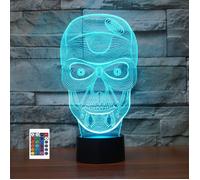 Veilleuse 3d En Forme De Tête De Mort 7/16 Led À Changement De Couleur Avec Télécommande - Lampe De Bureau En Acrylique - Base Plate En Abs - Décoration D'intérieur - Cadeau