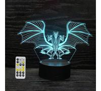Veilleuse 3D Godzilla contre King Kong pour chambre d'enfant, lampe LED décorative avec minuterie et