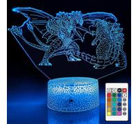 Veilleuse 3D Godzilla contre le roi Ghidorah, dragon à trois têtes, 16 couleurs changeantes et inten