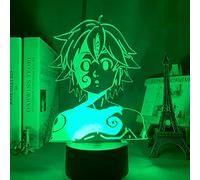 Veilleuse 3D Illusion Anime The Seven Deadly Sins: Wrath of the Gods Creative 3D LED Decor Lampe de table de chevet Télécommande tactile Cadeau d'anniversaire pour enfants