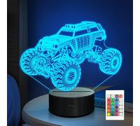 Veilleuse 3D Monster Trucks pour garçons, illusion de voiture, 16 couleurs changeantes, minuterie et variateur, cadeau de décoration cool pour anniversaire, rentrée scolaire, pour garçons, étudiants