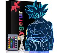 Veilleuse 3d Pour Enfants Manga Goku Télécommande 16 Couleurs Changement Led Illusion Lampe Et Art Déco Lampe Pour Garçon Fille Chambre Décorer Cadeau D'anniversaire Noël
