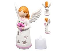 Veilleuse à bougie - Lampe à ange en résine de 14,5 cm, éclairage LED, figure de, décoration | cadeau d'anniversaire maman amie fête atmosphère romantique séjour chambre à coucher