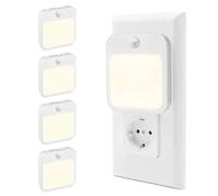 Veilleuse à brancher sur prise murale avec détecteur de mouvement,capteur crépuscule-à-aube,éclairage chaud avec LED à intensité réglable en continu,modes NO/OFF/AUTO,veilleuse pour enfants(lot de 4)