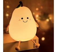Veilleuse à LED en forme de poire pour chambre d'enfant, contrôle du robinet, silicone spongieux, rechargeable par USB, lampe de chevet pour chambre à coucher, blanc chaud et 7 couleurs, cadeau pour