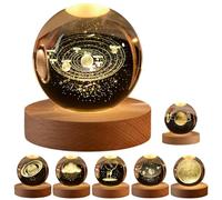Veilleuse apaisante en forme de boule de cristal avec système solaire 3D, sphères stellaires de 6,1 cm, 7 couleurs changeantes, veilleuse en forme de boule de cristal avec galaxie