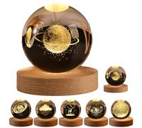 Veilleuse apaisante en forme de boule de cristal avec système solaire 3D, sphères stellaires de 6,1 cm, 7 couleurs changeantes, veilleuse en forme de boule de cristal avec galaxie