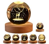 Veilleuse apaisante en forme de boule de cristal avec système solaire 3D, sphères stellaires de 6,1 cm, 7 couleurs changeantes, veilleuse en forme de boule de cristal avec galaxie
