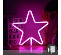Veilleuse au néon, enseigne au néon étoile, néons de décoration murale, alimenté par USB/batterie, pour chambre à coucher, chambre d'enfant, fête de vacances (rose)