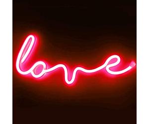 Veilleuse au Néon, LED Neon Signs Night Light Love Neon Lights Neon Lights Batterie Fonctionnant par USB (Rouge)