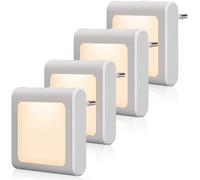 Veilleuse Avec Capteur Crépusculaire, 4 Pièces Luminosité Réglable À L'infini Très Bon Pour Chambre D'enfant, Escalier, Chambre À Coucher, Cuisine, Lampe D'orientation, Blanc Chaud
