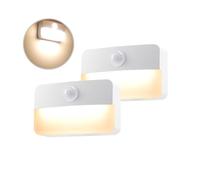 Veilleuse avec détecteur de mouvement, 2 lampes LED pour armoires, lampe d'appoint fonctionnant sur piles, 3000K blanc chaud, lumière à capteur pour armoire, couloir, escalier, chambre, cuisine