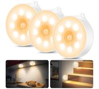 Veilleuse avec détecteur de mouvement, 3 ampoules à piles AAA, pour voiture, marche/arrêt, placard, détecteur de mouvement intérieur pour escaliers, chambre à coucher, cuisine, chambre d’enfant