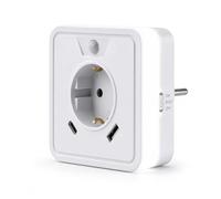 Veilleuse avec détecteur de mouvement, veilleuse LED avec 1 prise Schuko, 2 ports de charge USB (USB-A et USB-C), lumière à capteur économe en énergie pour couloir, escalier, chambre à coucher et