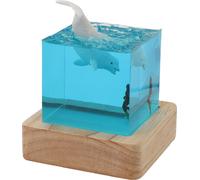 Veilleuse Baleine Blanche Artisanale Lampe de Nuit Plongeur Mer Profonde avec Support USB Chêne RGB Table de Lit Décoration Maison