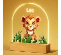 Veilleuse Bébé Personnalisé avec Prénom - Cadeau Naissance Fille et Garçon, Idee Cadeau Bapteme, Decoration Chambre Bebe, Lampe de Chevet Enfant - Lion