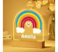 Veilleuse Bébé Personnalisé avec Prénom - Cadeau Naissance Fille et Garçon, Idee Cadeau Bapteme, Decoration Chambre Bebe, Lampe de Chevet Enfant - Arc-en-ciel