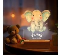 Veilleuse Bébé Personnalisé avec Prénom - Cadeau Naissance Personnalisé Filles Garçons, Cadeau Bebe,Lampe de Chevet Enfant, Idee Cadeau Bapteme Nouveau né, Deco Chambre Bebe, Cadeau De NoëL, Style 2
