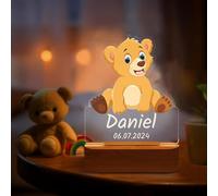 Veilleuse Bébé Personnalisé avec Prénom - Veilleuses Personnalisé pour Enfant, Cadeau Bebe Naissance, pour Enfant,Nouveau-né,Garçon,Fille,Cadeau de Anniversaire Noël Baptêen, Ours