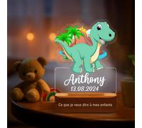 Veilleuse Bébé Personnalisé avec Prénom - Veilleuses Personnalisé pour Enfant, Cadeau Bebe Naissance, pour Enfant,Nouveau-né,Garçon,Fille,Cadeau de Anniversaire Noël Baptêen, Dinosaure 1