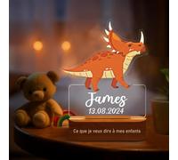Veilleuse Bébé Personnalisé avec Prénom - Veilleuses Personnalisé pour Enfant, Cadeau Naissance Personnalisé Filles Garçons, Lampe de Chevet Enfant, Cadeau Bapteme, Decoration, Dinosaure 3