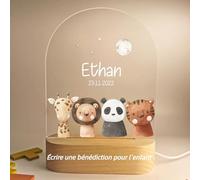 Veilleuse Bébé Personnalisée avec Prénom & Date - Lampe de Chevet LED pour Enfant, Nouveau-né, Garçon, Fille - Cadeau Naissance, Anniversaire, Noël, Baptême