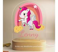 Veilleuse Bébé Personnalisée avec Prénom & Date - Lampe de Chevet LED pour Enfant, Nouveau-né, Garçon, Fille - Cadeau Naissance, Anniversaire, Noël, Baptême
