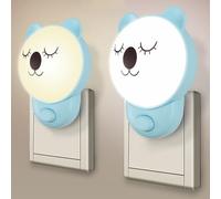 Veilleuse Bébé Prise Électrique, avec Interrupteur Lot de 2 LED Lampe Chevet Koala Enfant Chambre Lumière de Nuit Nomade, Cadeau Naissance Nouveau-né Fille Garçon