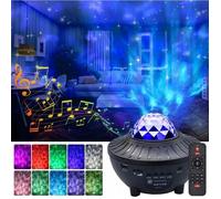 Veilleuse bébé Projecteur d'étoiles laser Veilleuse à lampes LED et musique connectée, projection de lumières effet ciel étoilé