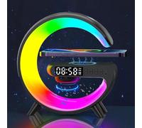 Veilleuse Bluetooth Haut-Parleur,G Light Lampe à Chargeur Sans Fil, 6 Modes Chevet Multicolore à Intensité Variable,Réveil,Haut-Parleur sans Fil avec Lumières Prise, pour Adultes, Enfants Cadeaux (B)