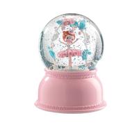 Djeco Veilleuse boule de neige Ballarina paillettes rose D11xH14 cm