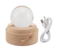 Veilleuse boule de cristal 3D avec pied en bois LED, rechargeable par USB, lumière chaude, intensité variable, décoration univers, boîte à musique et interrupteur tactile, pour et adolescents