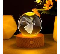 Veilleuse Boule De Cristal 3d, Boule Lumineuse, Lampe De Nuit Boul-e De Verre Avec Base En Bois Cadeau Parfait Pour Femme, MèRe, Enfants, FêTe Des MèRes, FêTe Des Enfants, Anniversaire, Anniversaire
