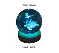 Veilleuse boule de cristal 3D pour enfants avec base lumineuse LED multicolore, lumière à changement de couleur, cadeau d'anniversaire idéal
